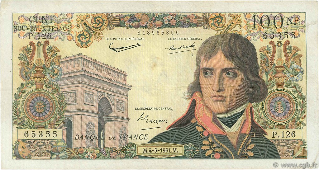 100 Nouveaux Francs BONAPARTE FRANCIA  1961 F.59.11 q.BB