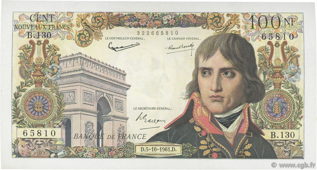 100 Nouveaux Francs BONAPARTE FRANCE  1961 F.59.12 VF+