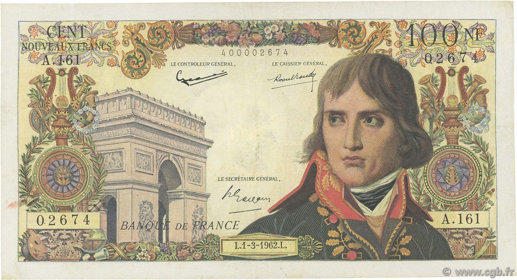 100 Nouveaux Francs BONAPARTE FRANCE  1962 F.59.14 VF