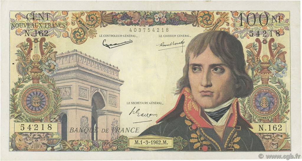 100 Nouveaux Francs BONAPARTE FRANCIA  1962 F.59.14 BC+