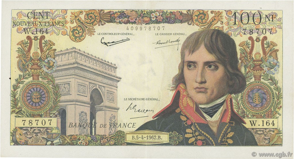 100 Nouveaux Francs BONAPARTE FRANCIA  1962 F.59.15 q.SPL