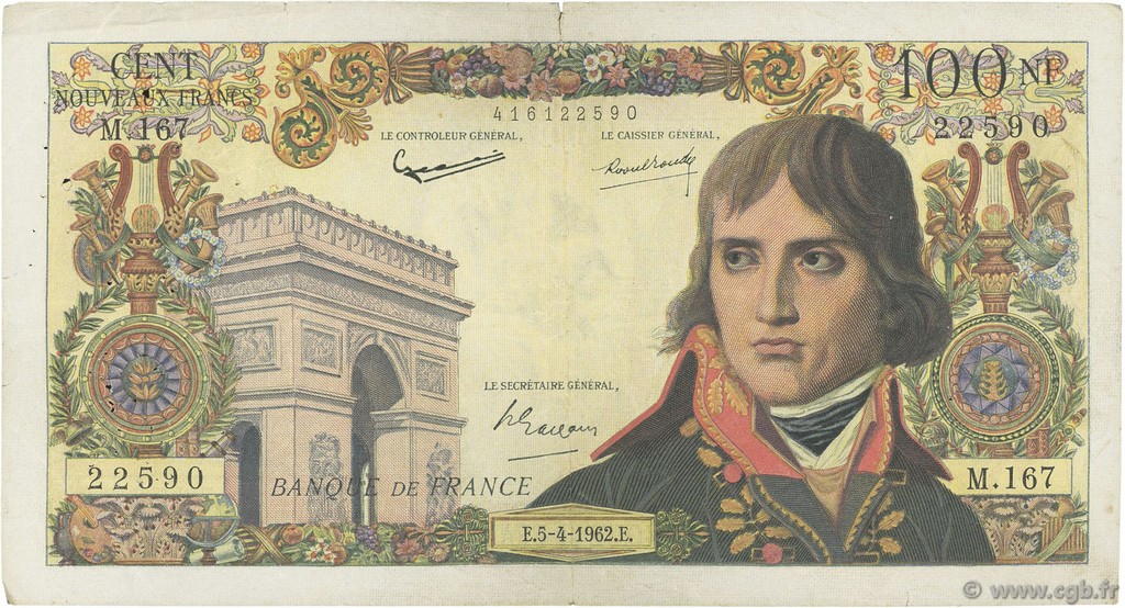100 Nouveaux Francs BONAPARTE FRANKREICH  1962 F.59.15 S