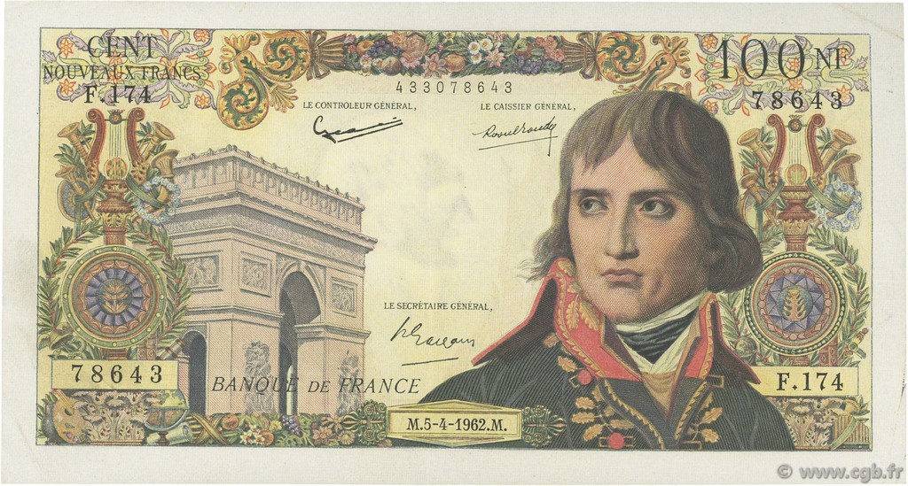 100 Nouveaux Francs BONAPARTE FRANCE  1962 F.59.15 VF+