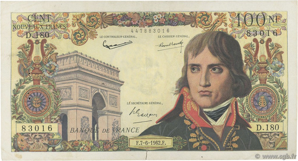 100 Nouveaux Francs BONAPARTE FRANCIA  1962 F.59.16 BB