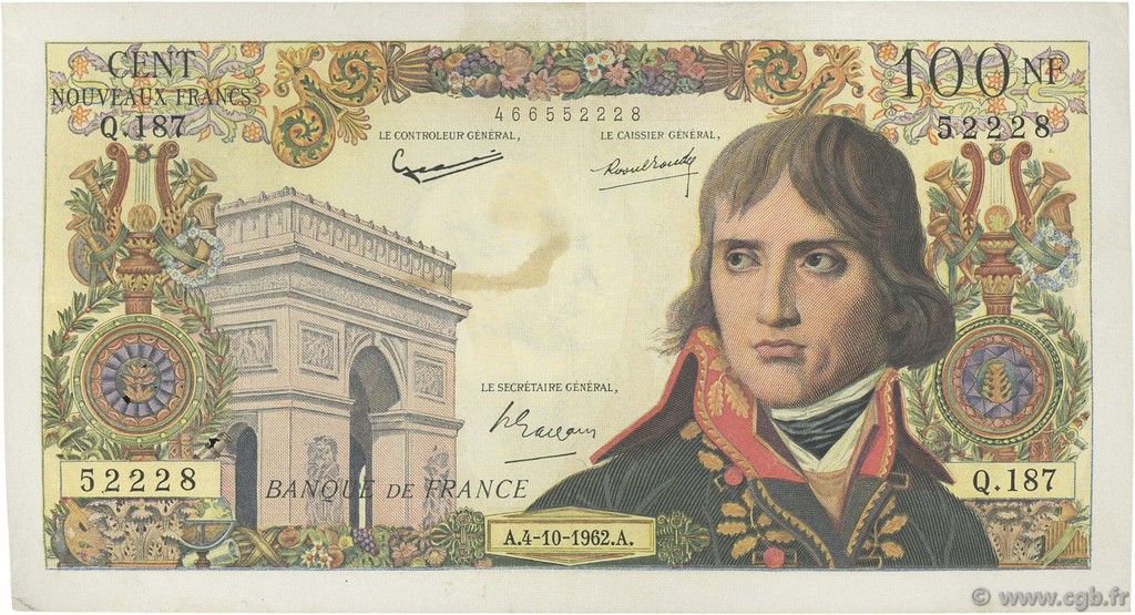 100 Nouveaux Francs BONAPARTE FRANCIA  1962 F.59.17 BB