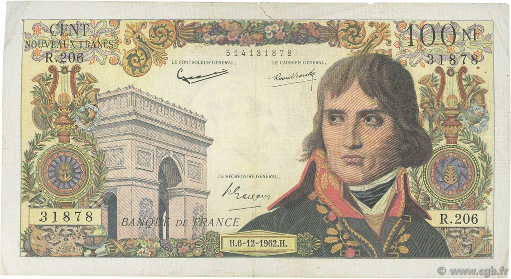 100 Nouveaux Francs BONAPARTE FRANCIA  1962 F.59.18 MB