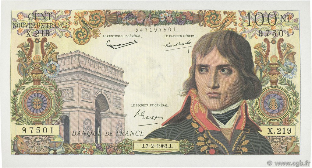 100 Nouveaux Francs BONAPARTE FRANCIA  1963 F.59.19 AU
