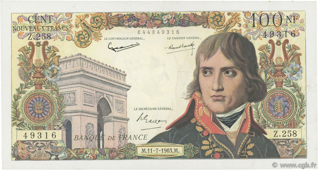 100 Nouveaux Francs BONAPARTE FRANCE  1963 F.59.22 VF+