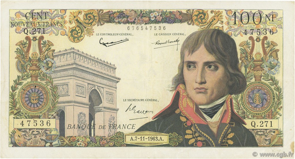 100 Nouveaux Francs BONAPARTE FRANCIA  1963 F.59.24 MBC