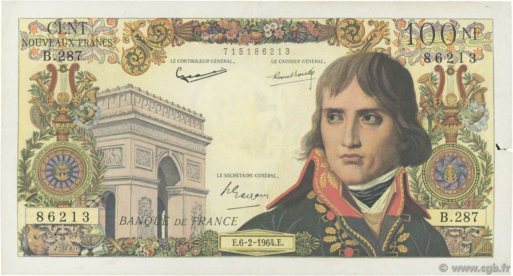 100 Nouveaux Francs BONAPARTE FRANKREICH  1964 F.59.25 SS