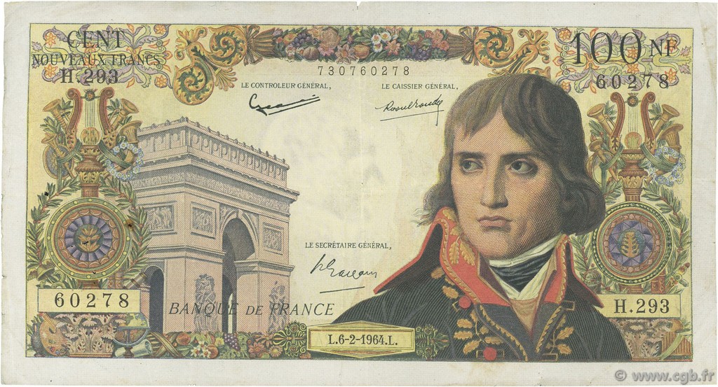 100 Nouveaux Francs BONAPARTE FRANCIA  1964 F.59.25 MB