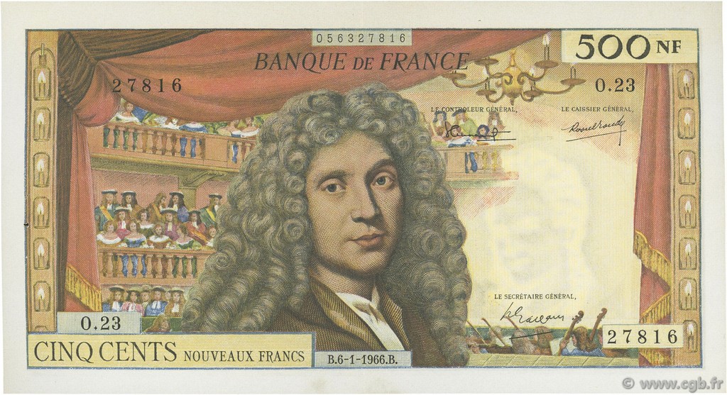 500 Nouveaux Francs MOLIÈRE FRANKREICH  1966 F.60.09 VZ+