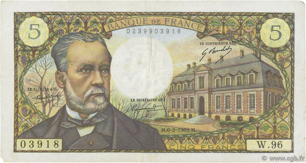 5 Francs PASTEUR FRANKREICH  1969 F.61.09 SS
