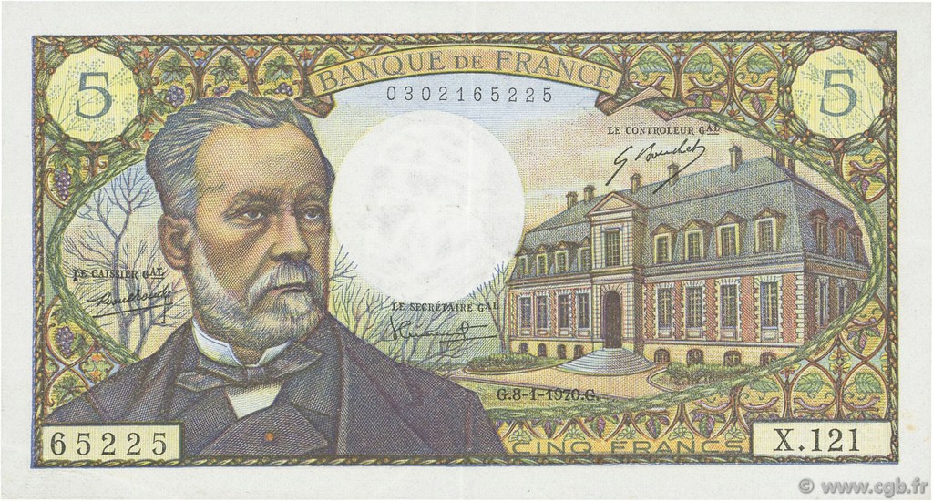 5 Francs PASTEUR FRANCIA  1970 F.61.12 q.SPL