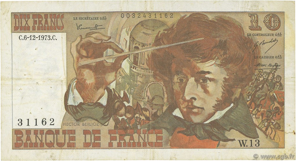 10 Francs BERLIOZ FRANKREICH  1973 F.63.02 S