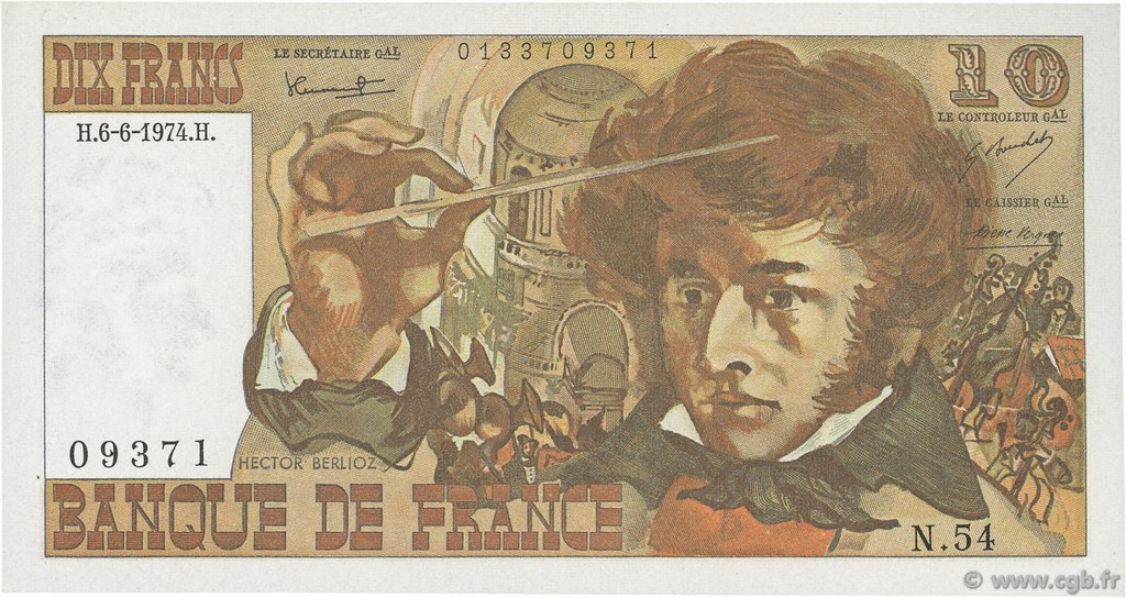 10 Francs BERLIOZ FRANCIA  1974 F.63.05 SC