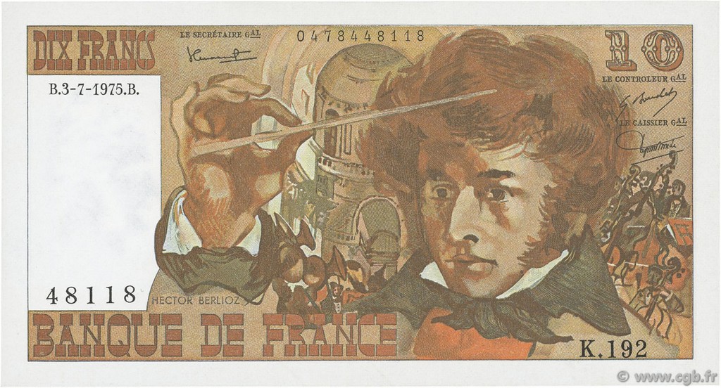 10 Francs BERLIOZ FRANCIA  1975 F.63.11 SC