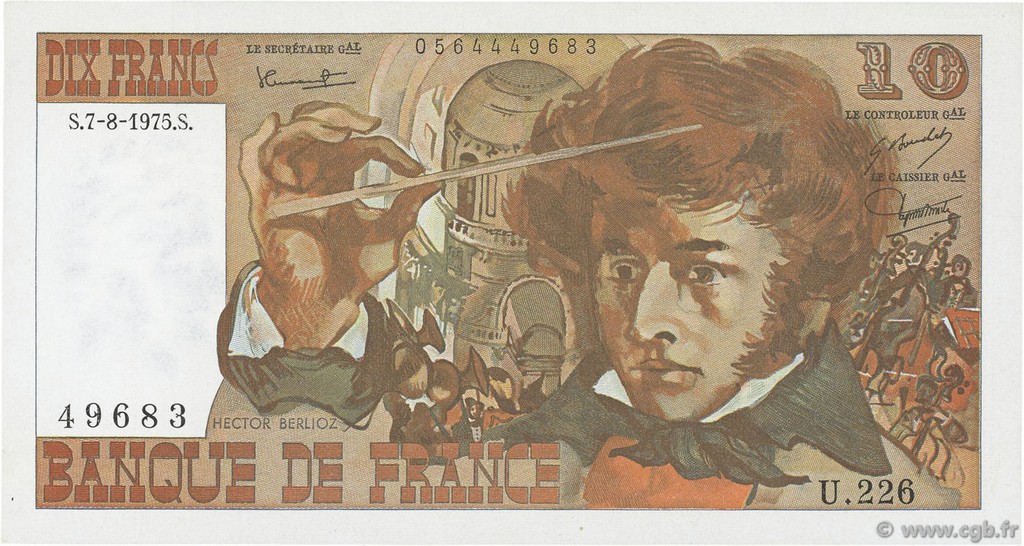 10 Francs BERLIOZ FRANCIA  1975 F.63.12 SC