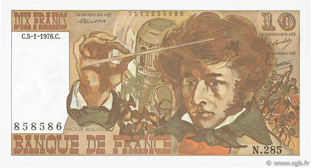 10 Francs BERLIOZ FRANCE  1976 F.63.17 UNC