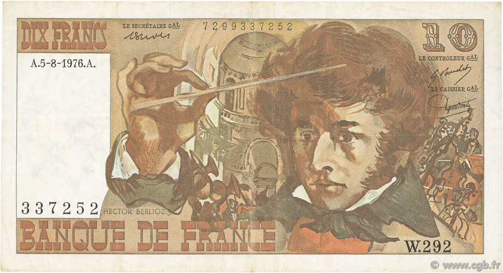 10 Francs BERLIOZ FRANCIA  1976 F.63.20 MBC
