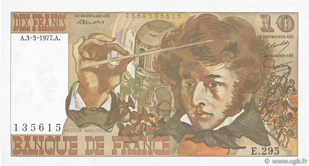 10 Francs BERLIOZ FRANKREICH  1977 F.63.21 ST