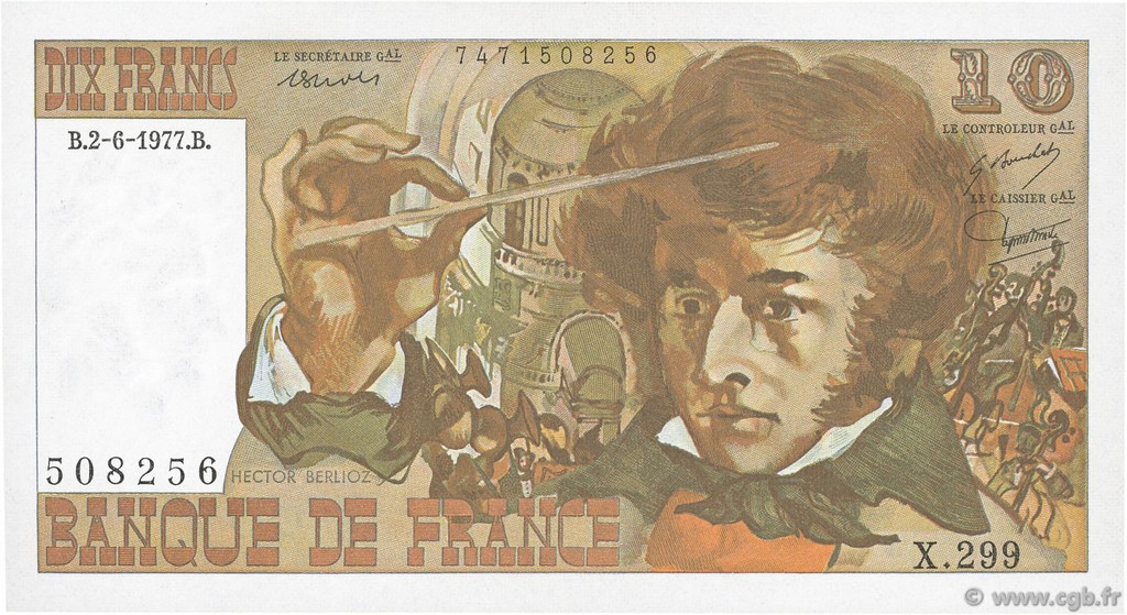 10 Francs BERLIOZ FRANKREICH  1977 F.63.22 fST