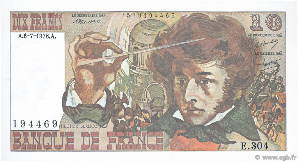 10 Francs BERLIOZ FRANKREICH  1978 F.63.24 ST