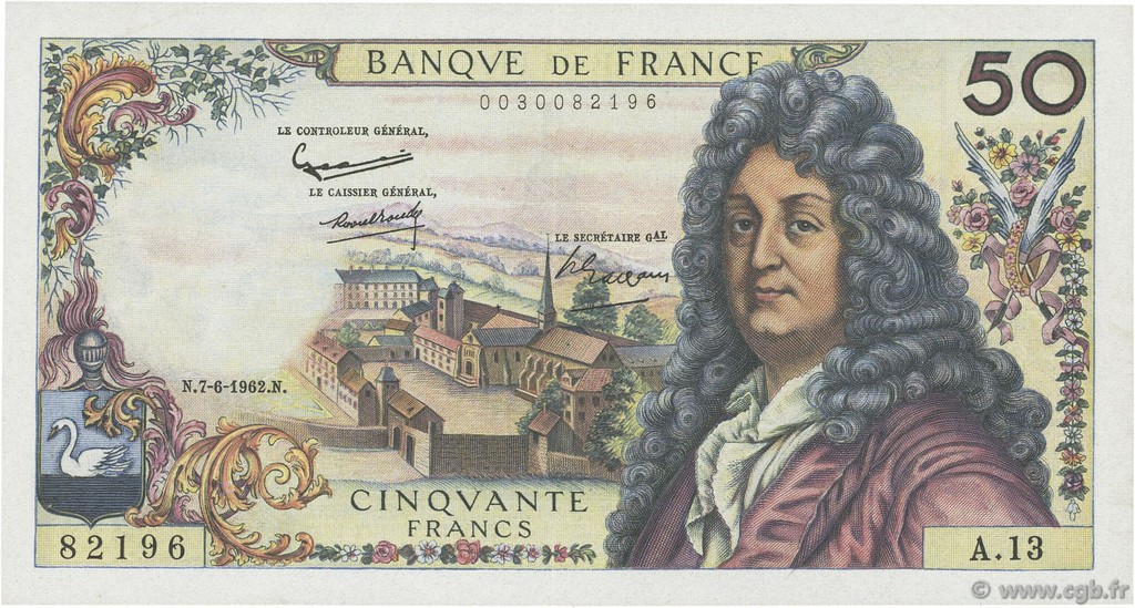 50 Francs RACINE FRANCIA  1962 F.64.01 EBC