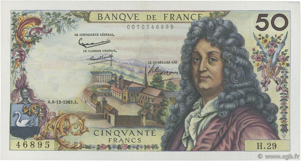 50 Francs RACINE FRANCIA  1962 F.64.03 q.FDC