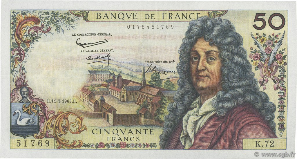50 Francs RACINE FRANCIA  1963 F.64.06 EBC