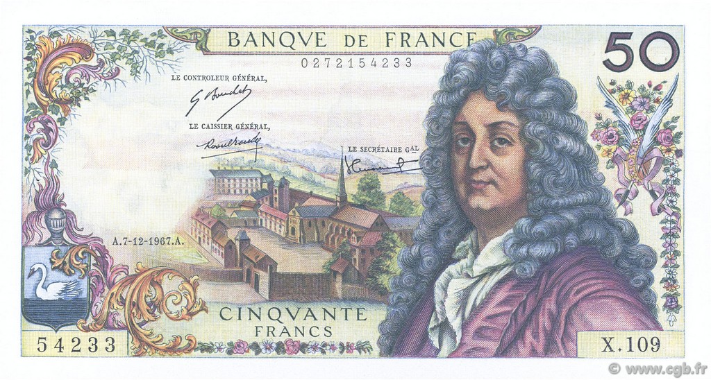 50 Francs RACINE FRANCIA  1967 F.64.10 EBC