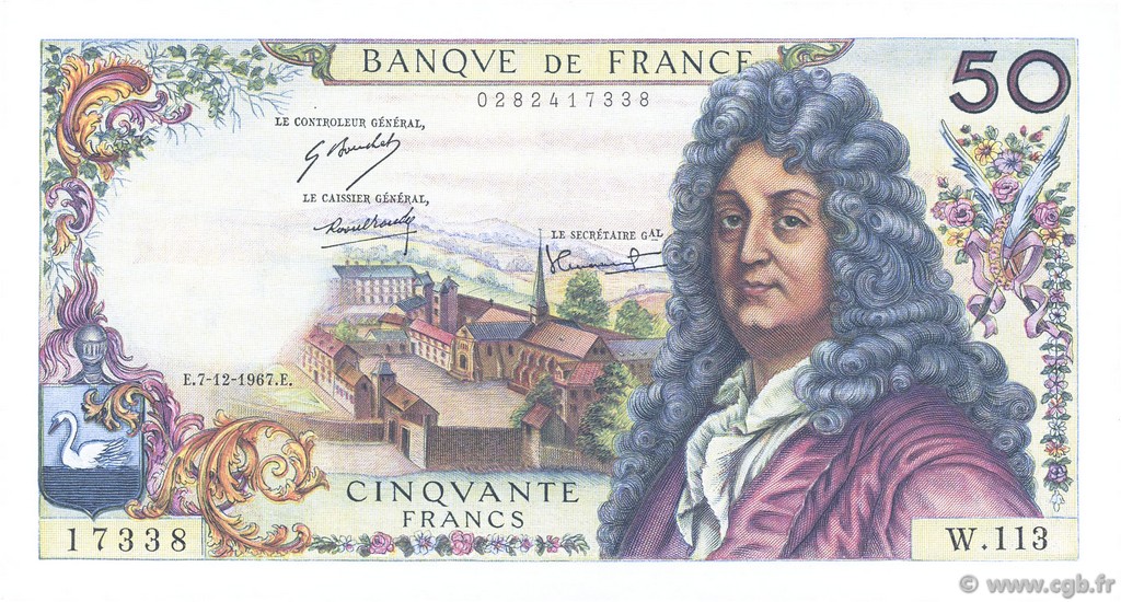50 Francs RACINE FRANCIA  1967 F.64.10 AU