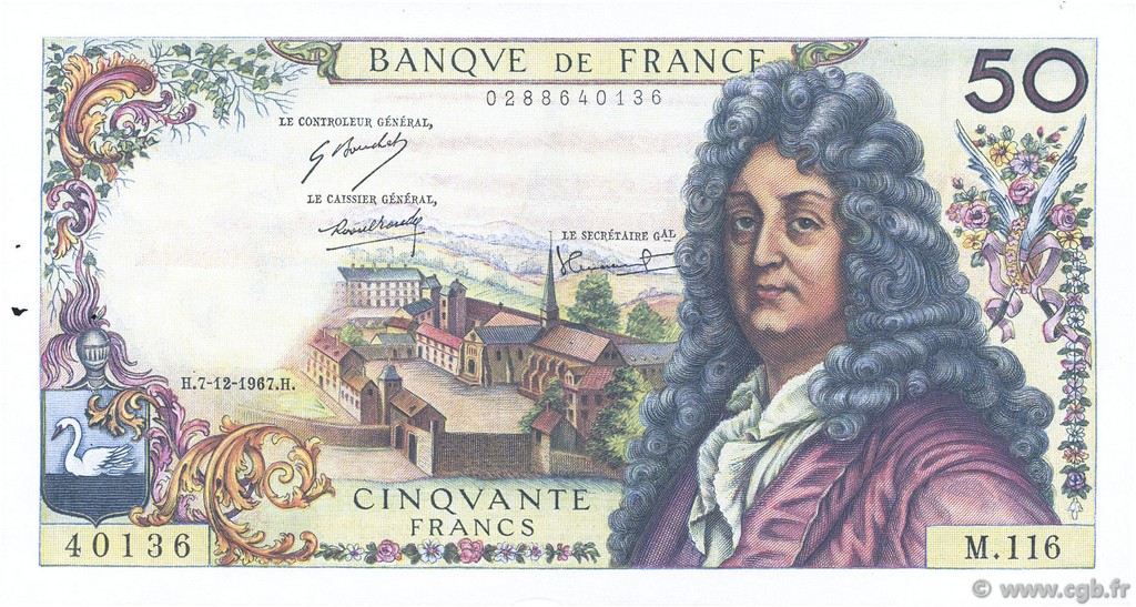 50 Francs RACINE FRANCIA  1967 F.64.10 EBC