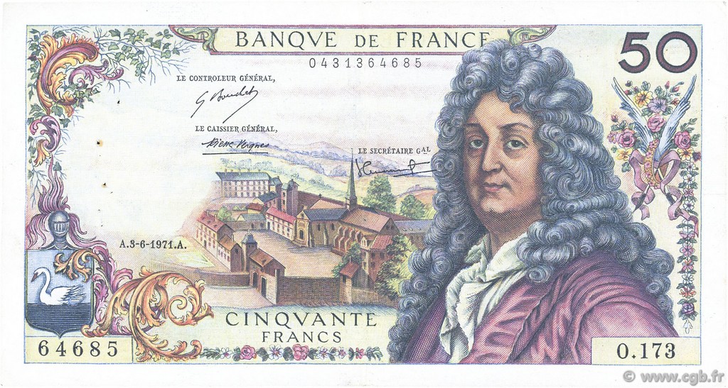 50 Francs RACINE FRANCIA  1971 F.64.18 BB