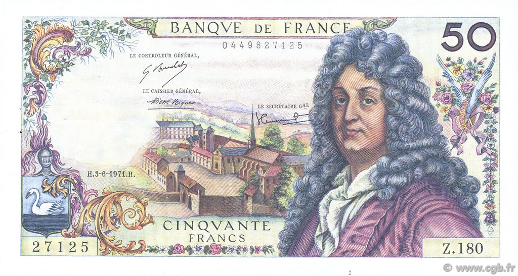 50 Francs RACINE FRANCIA  1971 F.64.18 MBC+