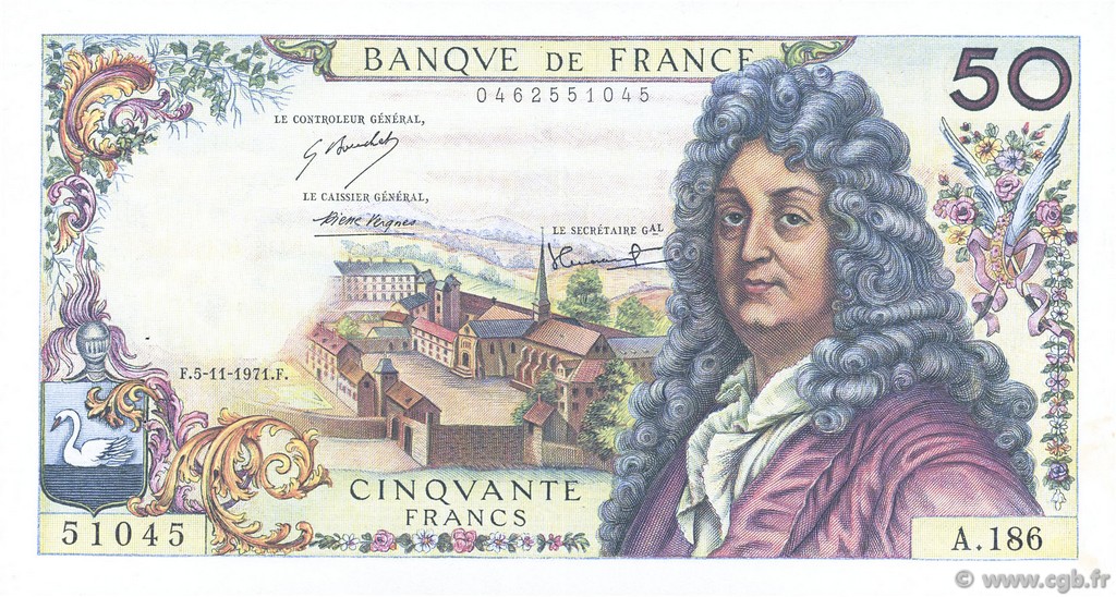 50 Francs RACINE FRANCIA  1971 F.64.19 SPL