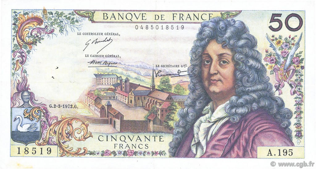 50 Francs RACINE FRANCIA  1972 F.64.20 BB