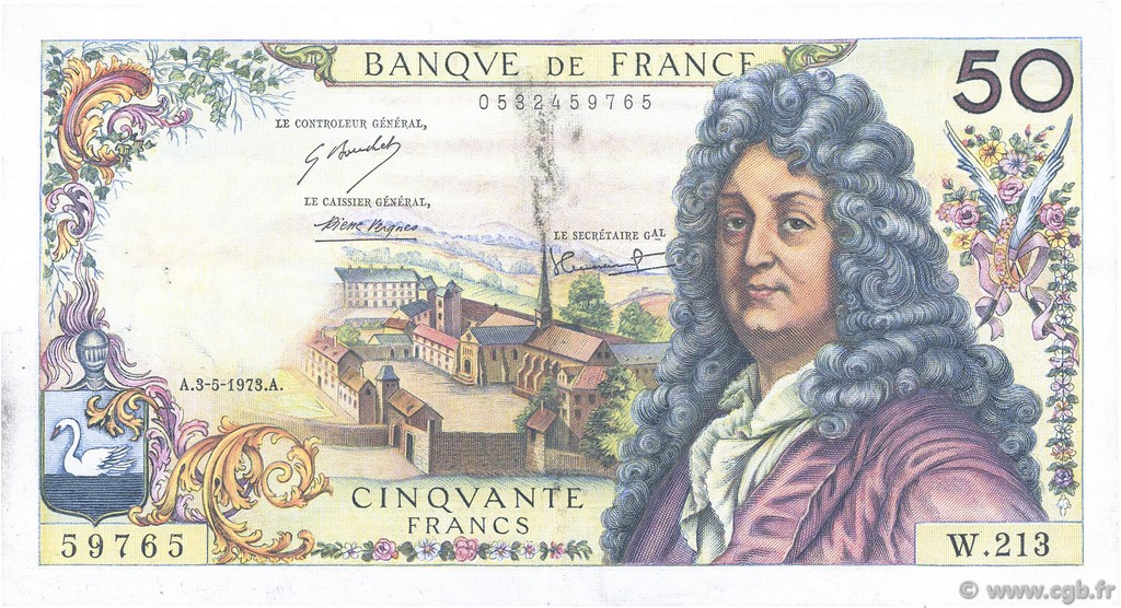 50 Francs RACINE FRANCIA  1973 F.64.23 MBC