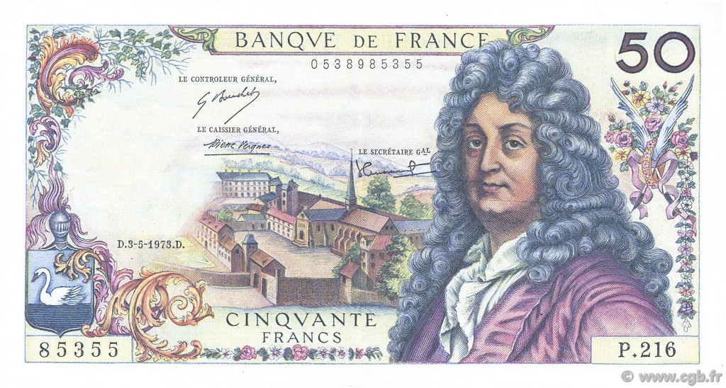50 Francs RACINE FRANCIA  1973 F.64.23 MBC