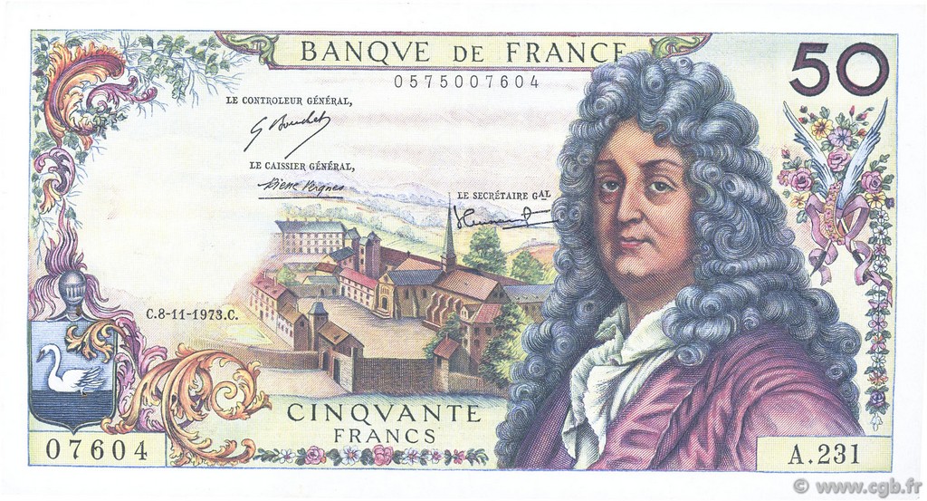 50 Francs RACINE FRANKREICH  1973 F.64.25 fVZ