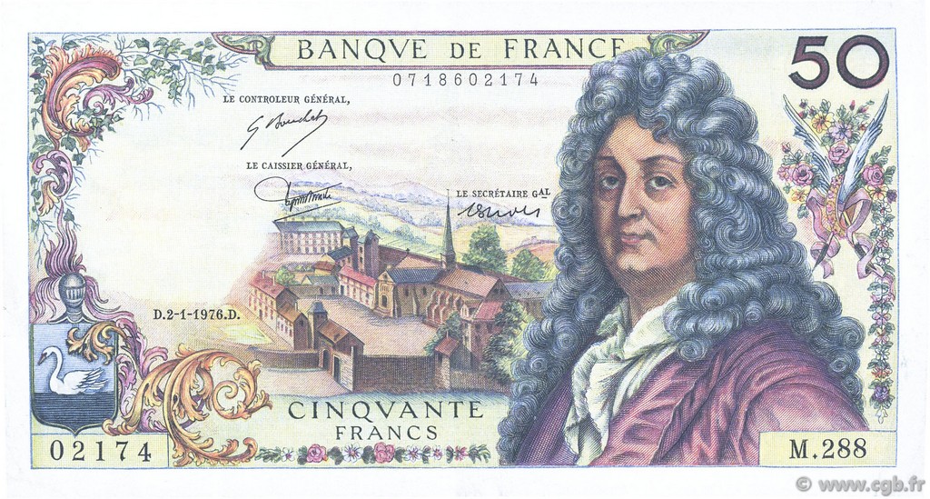 50 Francs RACINE FRANCIA  1976 F.64.32 MBC