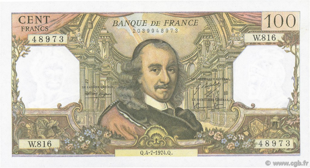 100 Francs CORNEILLE FRANCIA  1974 F.65.46 SC