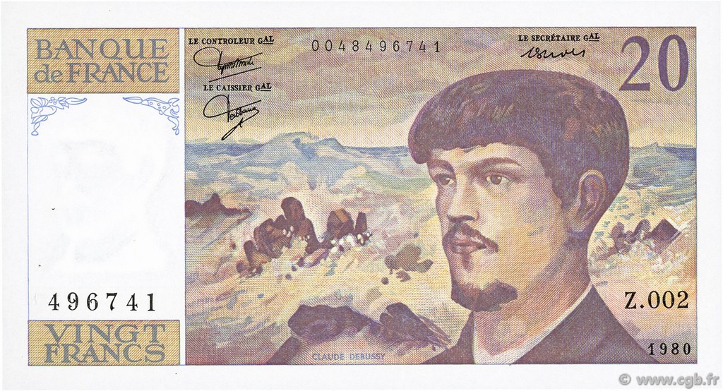 20 Francs DEBUSSY FRANCIA  1980 F.66.01 EBC+