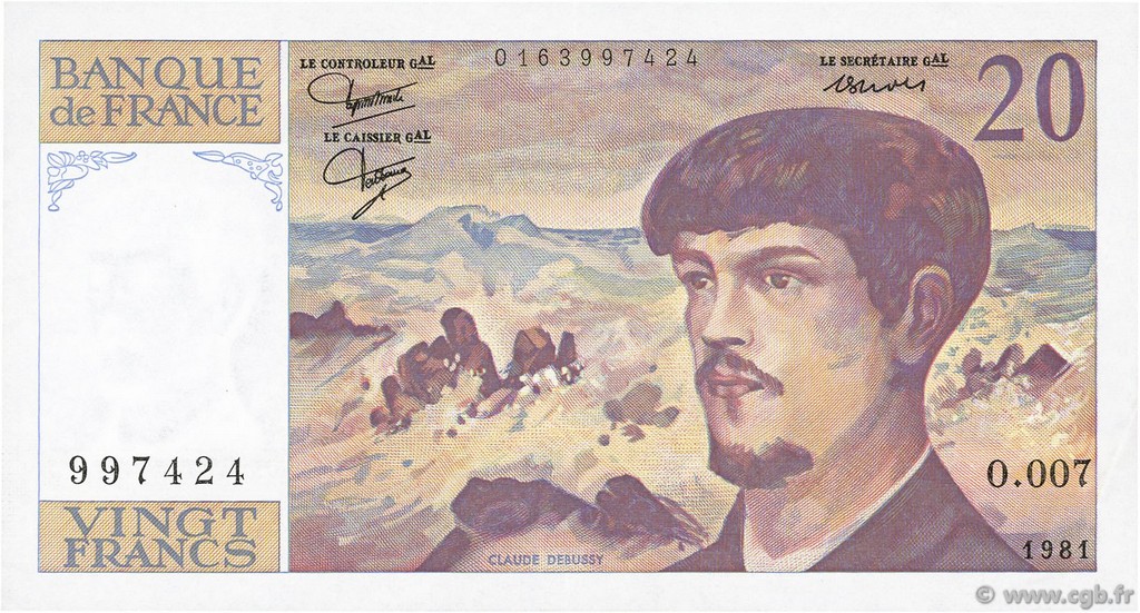 20 Francs DEBUSSY FRANKREICH  1981 F.66.02 VZ