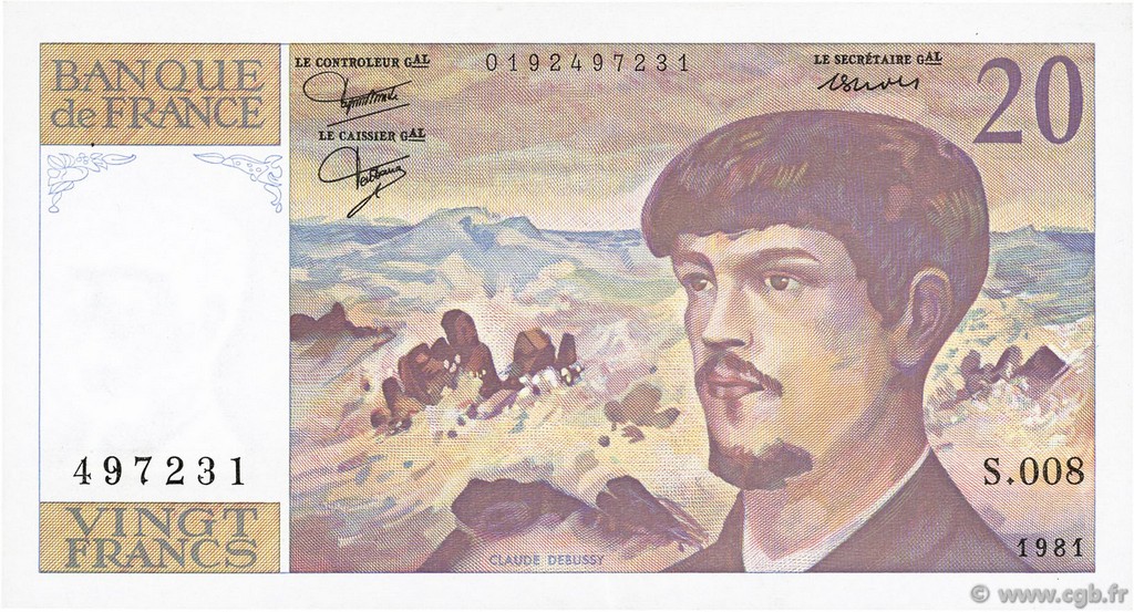 20 Francs DEBUSSY FRANCE  1981 F.66.02 AU