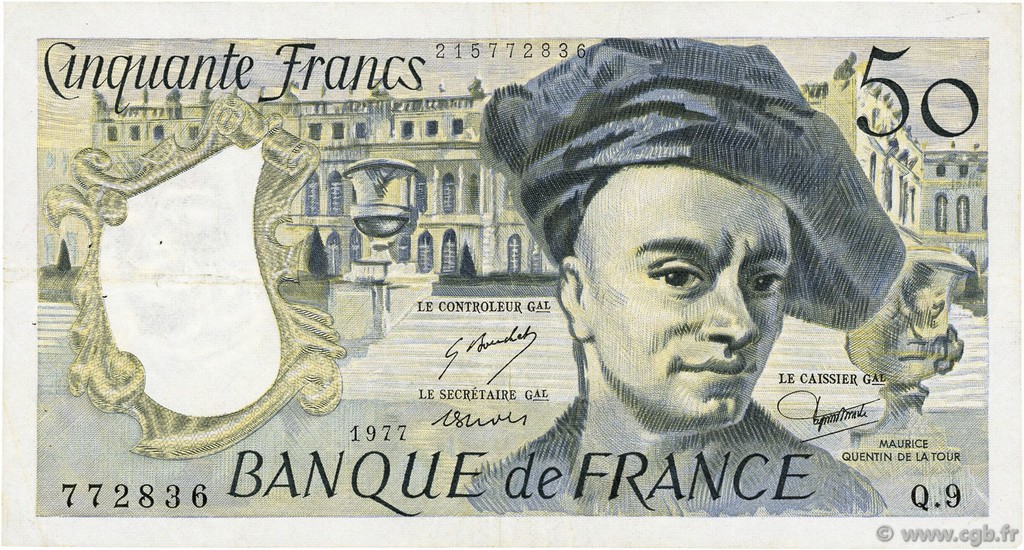 50 Francs QUENTIN DE LA TOUR FRANCIA  1977 F.67.02 MBC