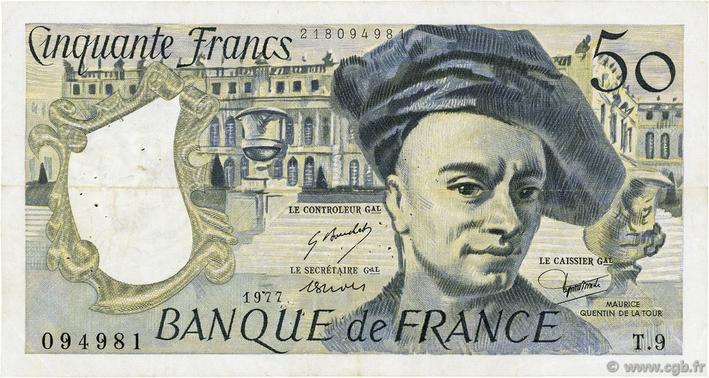 50 Francs QUENTIN DE LA TOUR FRANCIA  1977 F.67.02 BC