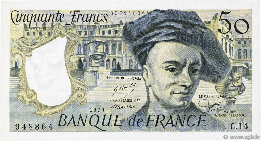 50 Francs QUENTIN DE LA TOUR FRANCIA  1979 F.67.04 q.SPL