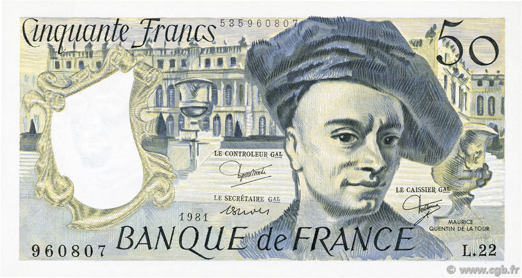 50 Francs QUENTIN DE LA TOUR FRANCIA  1981 F.67.07 q.AU