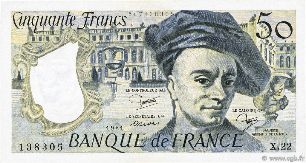 50 Francs QUENTIN DE LA TOUR FRANCIA  1981 F.67.07 MBC+